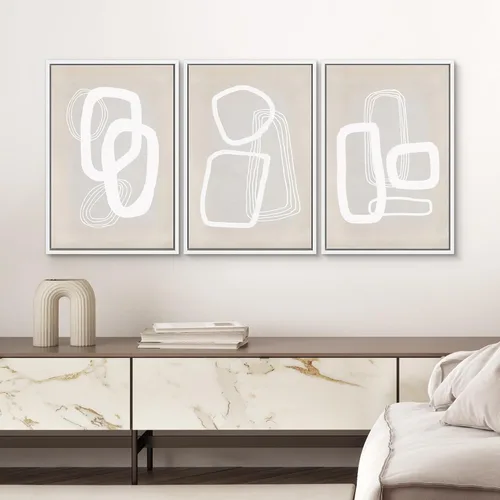 Vista 199 de SIGNWIN Lienzo enmarcado para pared, juego de arte neutro de bosque brumoso, ilustraciones en tono tierra, arte moderno, decorativo, bohemio