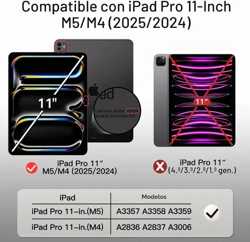Vista 2 de JETech Clear Case for iPad Pro 11" M5/M4, Anti-Yellowing Transparente