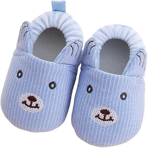Vista 5 de Sekantrol Zapatos para recién nacidos, para niños y niñas, zapatos deportivos unisex con suela antideslizante suave, pantuflas ajustables de dibujos