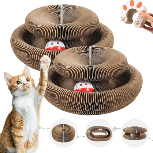 Vista 7 de Juguetes para gatos, órgano mágico tabla de rascador para gatos, juguete de acordeón compacto para gatos, juguetes de almohadilla de rascador