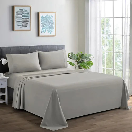 Vista 18 de Marina Decoration Juego de sábanas de 600 hilos de algodón percal de fibra larga ultra suave para todas las estaciones, 4 piezas con 2 fundas