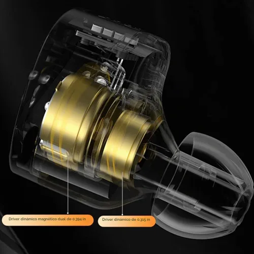 Vista 3 de KZ Castor - Auriculares IEM con cable con micrófono, doble magnético de 0.394 pulgadas + controlador dinámico de 0.394 pulgadas, objetivo Harman