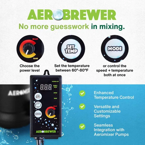 Vista 3 de AEROBREWER Controlador de temperatura + potencia - Controladores de velocidad variable para bomba de agua de motor eléctrico, controlador