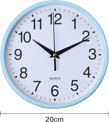 Vista 5 de Reloj de pared redondo azul moderno, funciona con pilas, fácil de leer, 7.9 in de diámetro