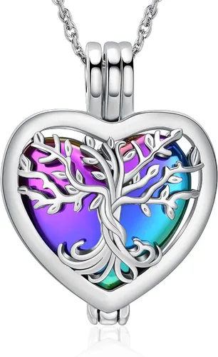 Vista 10 de shajwo Collar de cenizas de urna de árbol de la vida para mujeres y hombres, amado, dije conmemorativo de ceniza humana