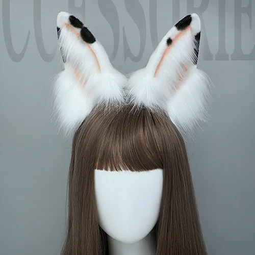 Vista 2 de Faylay Diadema peluda con orejas de conejo para mujer, accesorios de fiesta Bdte