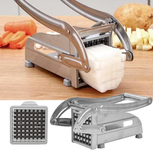 Vista 5 de Cortador de papas fritas Cuchillas de acero inoxidable Cortador manual de verduras para papas, zanahorias, pepinos, máquina de corte de papas