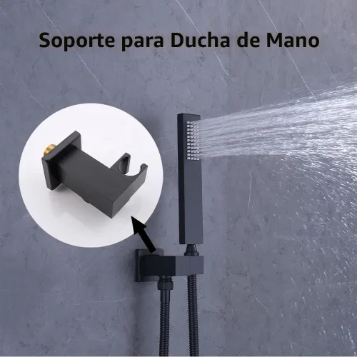 Vista 2 de AYIVG Soporte de pared de latón para baño, ajustable, de mano, con acabado negro