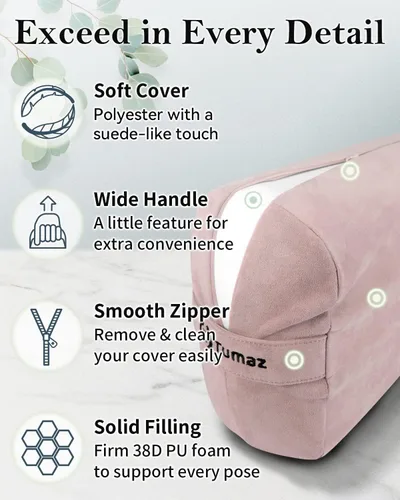 Vista 5 de Tumaz Yoga Bolster Set, Rectangular Yoga Bolster with Washable Cover Soft bolster for restorative yoga, meditation and stretching. Includes 8-ft