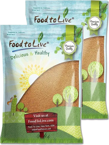 Vista 6 de Food to Live - Semillas de mostaza amarilla, 1 libra de especias enteras, veganas, kosher, a granel. Sabor picante y picante. Rico en selenio