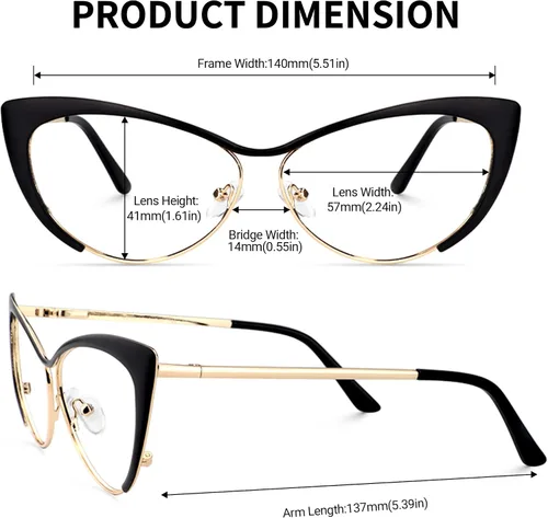 Vista 4 de Zeelool Ellen VFM0176 - Lentes de bloqueo de luz azul de gran tamaño con ojo de gato