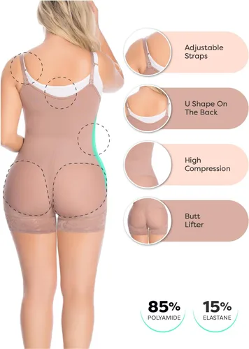 Vista 4 de ComfortShape LiftEase Shapewear con doble soporte abdominal con cremallera lateral y encaje de silicona