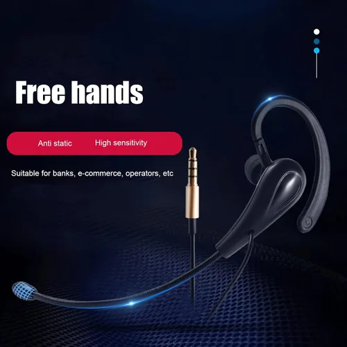 Vista 4 de Auriculares de centro de llamadas, gancho de oreja de una cara de 0.138 in con micrófono, auriculares de teléfono de una sola oreja para teléfonos