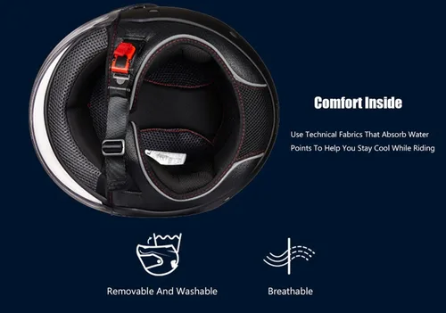 Vista 3 de Casco abierto 3/4 para motocicleta, visera HD, casco de motocicleta, forro extraíble, cómodo ajuste de ventilación, para adultos, hombres, mujeres