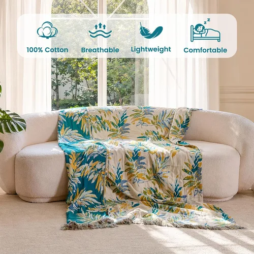 Vista 268 de MSGKV - Manta bohemia/primaveral de algodón para sofá y sala de estar, de gasa acogedora, de 50 x 60 pulgadas 50"x60" Cotton Throw, Woven Bird