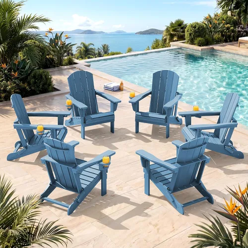 Vista 35 de SERWALL Silla Adirondack plegable ajustable, silla Adirondack reclinable con 3 posiciones reclinables, HDPE para todo tipo de clima, Adirondack