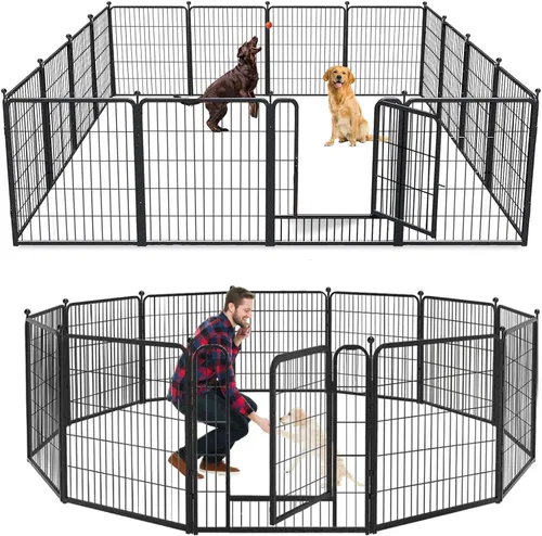 Vista 25 de Corralito para perros, 40 pulgadas, 8 paneles, valla para perros al aire libre, resistente, corral para perros grandes, medianos y pequeños, corral