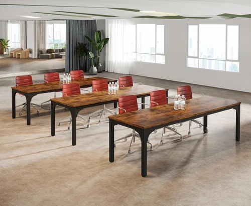 Vista 19 de Mesa de conferencias de 6.56 pies, mesa de seminario rectangular grande súper resistente para 8 personas, mesas largas de negocios, 1 unidad