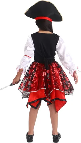 Vista 3 de Disfraz de pirata para niñas de Halloween