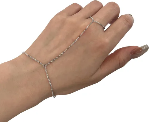 Vista 14 de Pulsera de plata de ley 925 para mujer, pulsera de mano para mujer, pulseras esclavas de 7 a 9 pulgadas ajustable