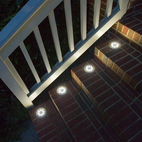 Vista 6 de Aogist Luces solares de suelo, luces LED de disco de jardín, iluminación de paisaje al aire libre para césped, patio, camino, terraza, pasarela