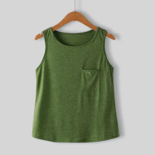 Vista 2 de Camisetas sin mangas básicas sin mangas con cuello redondo y espalda cruzada para niñas pequeñas y niñas