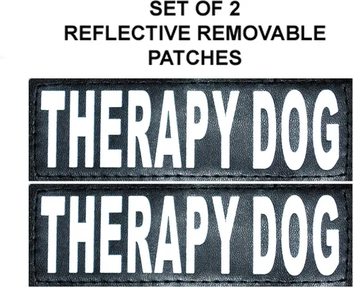 Vista 4 de Arnés de chaleco para perro de terapia con parches de Velcro removibles, la compra incluye 2 parches reflectantes con el texto «Therapy Dog» Antes