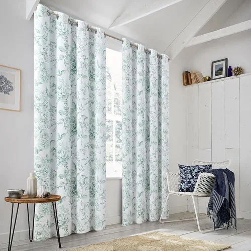 Vista 4 de Beauoop Cortinas Florales 100% Opacas de 96 Pulgadas de Largo, 2 Paneles para Dormitorio, Sala de Estar, Verde Blanco Estilo Granja