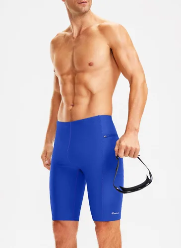 Vista 2 de Pudolla Men's Swim Jammers with Zipper Pockets Durable Athletic Swimsuit Shorts for Men Lap Swimming Training Competition