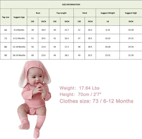Vista 7 de AGQT Babys Bunny Costume Easter Halloween Outfit Set Size 0-24 Months