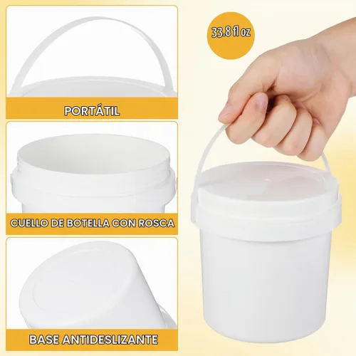 Vista 9 de Cubo de almacenamiento de cubo de plástico blanco 3pcs 1L