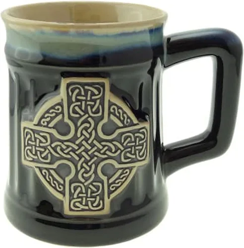 Vista 11 de Taza de gres de Glen Appin Escocia Taza de cerámica para café o cerveza 16.9 oz (500 ml) (Círculo celta - Negro)