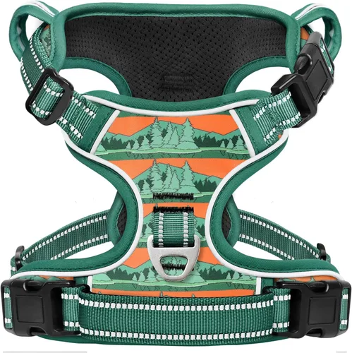 Vista 9 de Timos Arnés para perro de tamaño pequeño, arnés sin tirones para mascotas con cuello a presión bloqueable, chaleco reflectante para perro, sin