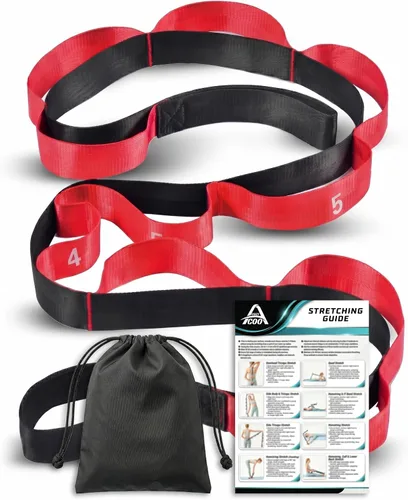 Vista 10 de Acozycoo Correa de estiramiento con 10 bucles, correa de yoga para terapia física, entrenamiento en casa, entrenamiento de pilates y flexibilidad