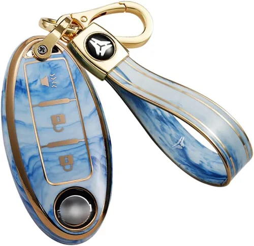 Vista 13 de ontto Funda para llave de coche para Nissan con protección completa, color azul, Azul