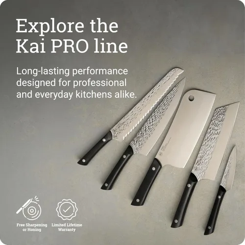 Vista 6 de Cuchillo de filete flexible Kai PRO de 6 pulgadas, cuchillo de filete afilado a mano, hoja de acero inoxidable alemán DIN1.4116, mango POM de espiga