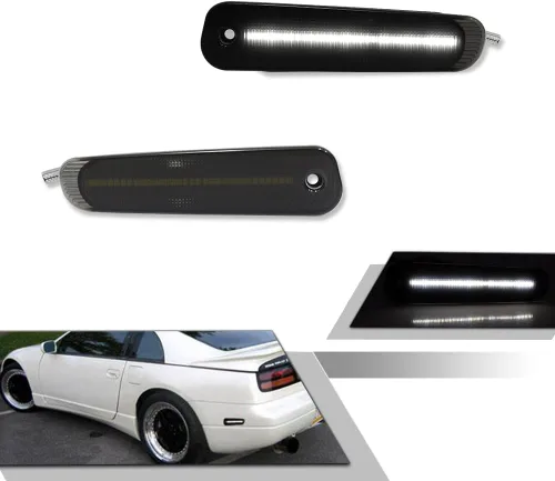 Vista 8 de Lente Roja Luz Marcadora Lateral del Parachoques Trasero Conjunto de Carcasa de Lámpara del Guardabarros Compatible con Nissan 300ZX Z32 1990 1991