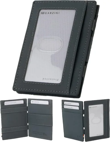 Vista 14 de GARZINI Cartera mágica con soporte para identificación, cartera minimalista con tarjetero RFID, cartera de cuero para 8 tarjetas, 01 Negro carbón