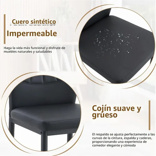 Vista 8 de Juego de mesa de comedor de cristal para 4, juego de mesa de cocina moderno de 63 pulgadas con parte superior de vidrio templado, base trapezoidal
