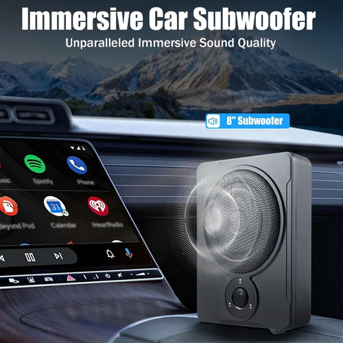 Vista 4 de Subwoofer de 8 pulgadas de audio para automóvil súper delgado amplificado, subwoofer para automóvil debajo del asiento, amplificador activo de bajo