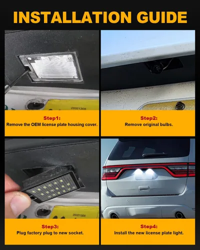Vista 6 de Luces LED para matrícula, compatible con Dodge Durango 2014-2022, repuesto de montaje de luz de matrícula