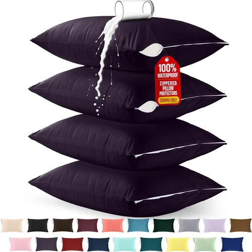 Vista 17 de Utopia Bedding Protector de almohada impermeable, con cremallera, paquete de 2, beige, estándar, funda de almohada a prueba de chinches, de 20 x 26