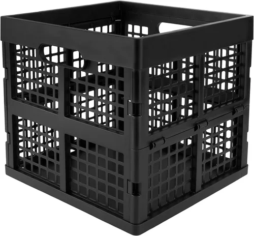 Vista 3 de Eslite Paquete de 3 Cajas de Almacenamiento de Plástico Plegables, Cajas Plegables para Almacenamiento, 16L (Negro)