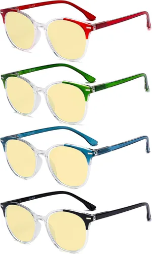 Vista 10 de Eyekepper Elegantes lentes de lectura de gran tamaño para mujer, paquete de 4 lectores redondos grandes para mujer +0.50