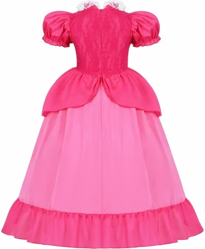 Vista 2 de SZ-TONDA Girls Pink Princess Costume - Kids Mushroom Queen Dress Birthday Halloween Party Favors Outfit Clothes