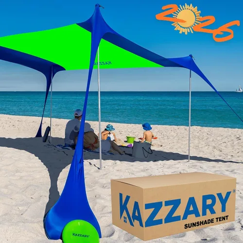 Vista 12 de Tienda de campaña de playa UPF50+ con bolsas de arena, 4 postes de estabilidad, clavijas de tierra, pala de arena de disco volador, refugio ligero