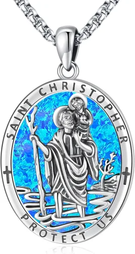 Vista 16 de Collar de San Patrono de Plata de Ley 925 St 01-Virgen María-Oro