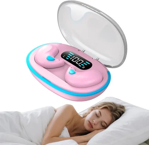 Vista 8 de Auriculares invisibles Bluetooth para dormir inalámbricos pequeños con cancelación de ruido, auriculares planos para dormir de lado, impermeables