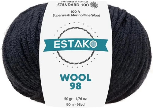 Vista 8 de Estako Wool 98 (paquete de 4 madejas) 100% lana merino superwash lana merino de peso medio suave hilo para tejer y ganchillo (4 x 1.76 onzas)