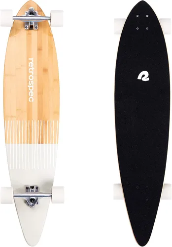 Vista 10 de Retrospec Zed Pintail & Cruiser Longboard Patineta para Adultos - Tabla de 112 cm de bambú y arce canadiense con rodamientos ABEC-7, ruedas